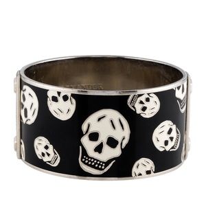 Alexander McQueen Enamel Skull Bangle Black & White